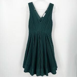 Sandro Forest Green Crochet Mini Dress